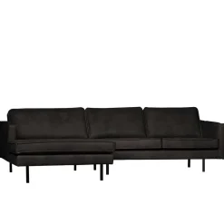 Wohnen 300x85x155 Retro Eckcouch in Schwarz - Avonita