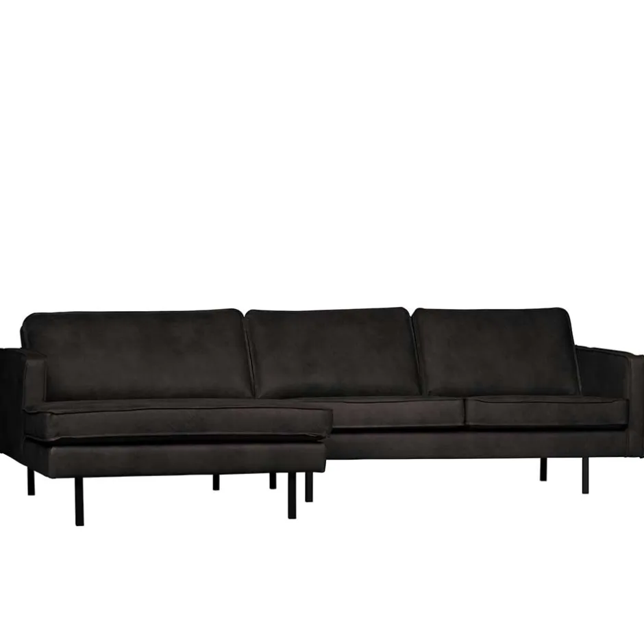 Wohnen 300x85x155 Retro Eckcouch in Schwarz - Avonita