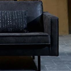 Wohnen 300x85x155 Retro Eckcouch in Schwarz - Avonita