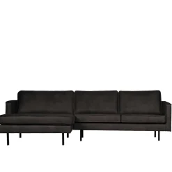 Wohnen 300x85x155 Retro Eckcouch in Schwarz - Avonita