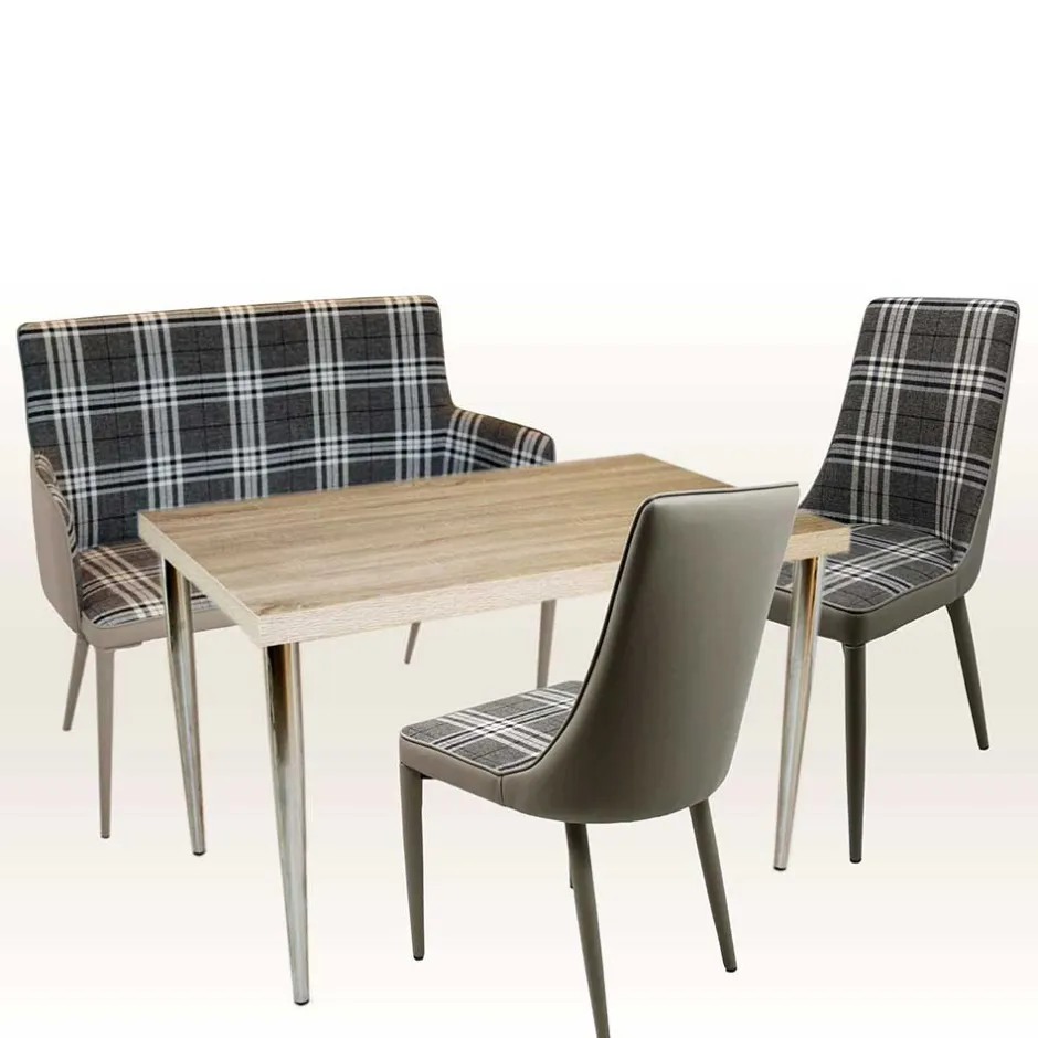 Wohnen 100x90x52 Retro Esszimmerbank in Kariert - Rave