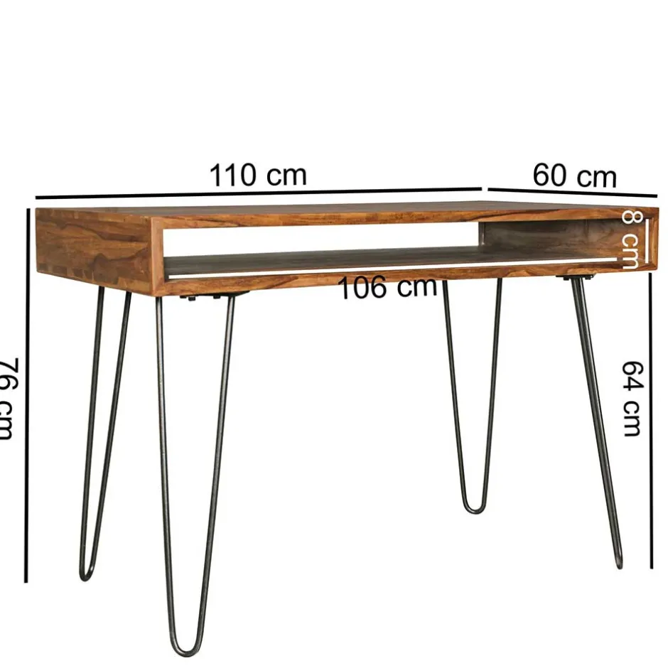 110x76x60 Retrodesign Schreibtisch aus Sheesham Holz - Seriacus^Wohnen Hot