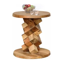 Wohnen 40x45x40 runder Designtisch aus Massivholz - Sanyra