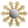 Wohnen 50x50x2 Runder Spiegel mit Ananas Design Rahmen - Estebal