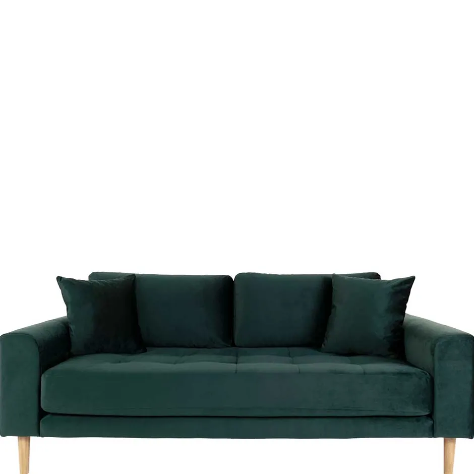 Wohnen 180x76x93 Samt Wohnzimmercouch in Dunkelgrün - Secilia