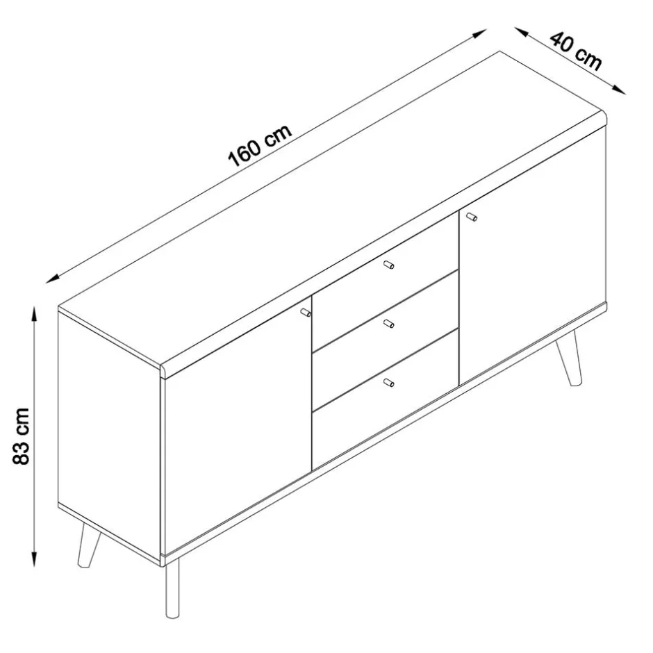 160x83x40 Scandi Anrichte zweifarbig - Cablos^Wohnen Discount