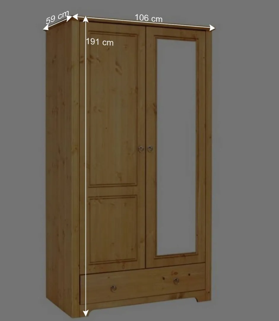 Wohnen 106x191x59 Schlafzimmer Schrank in Kiefer Natur - Imressa I