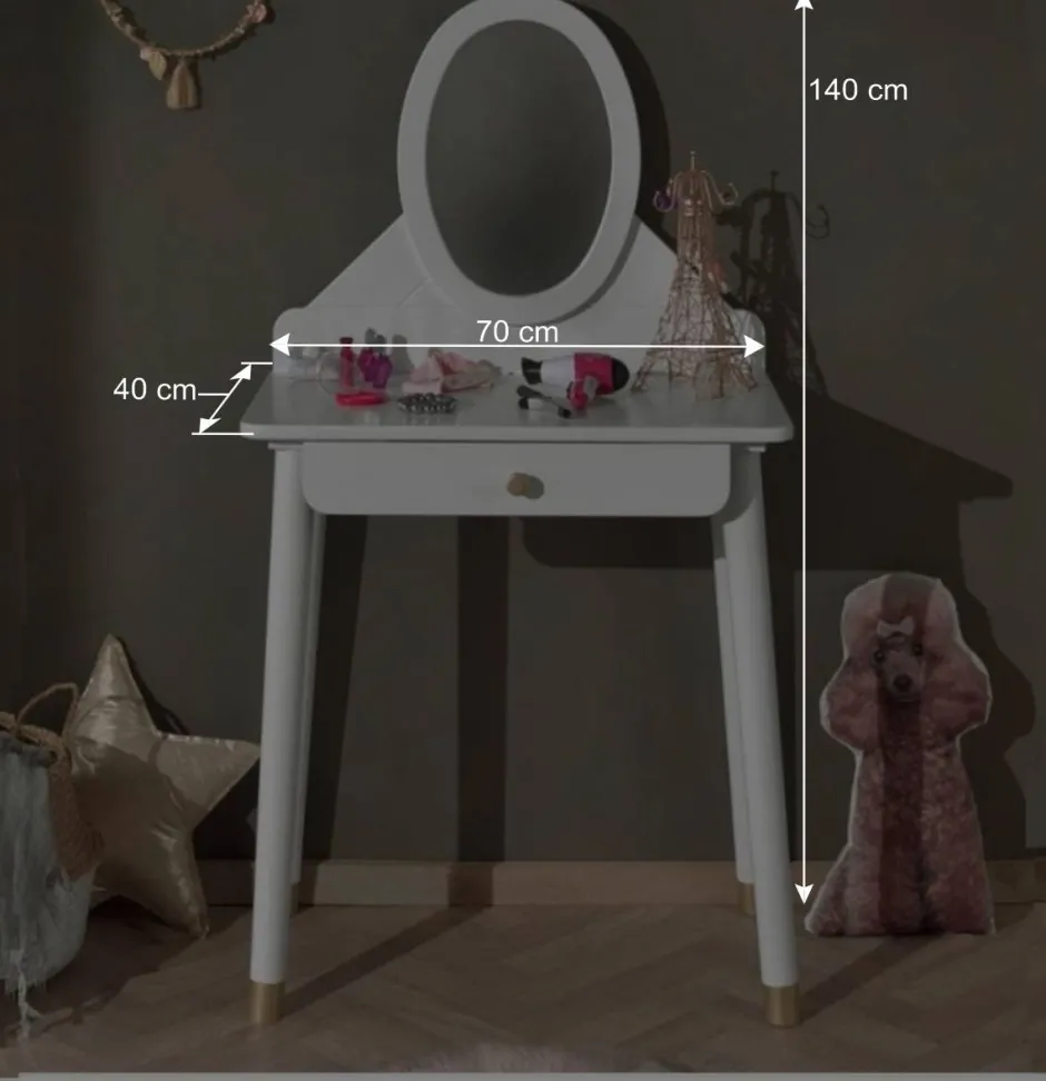 70x140x40 Schminkkonsole mit Spiegel & Schublade - Zimventa^Wohnen Online