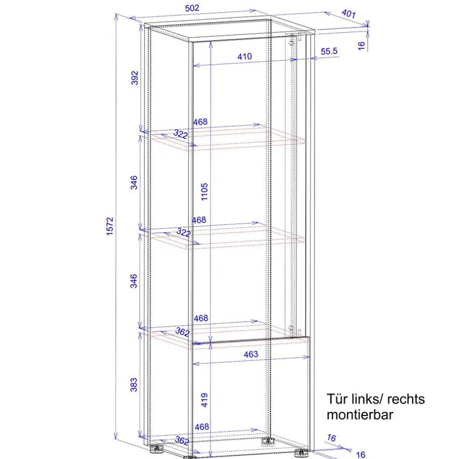 50x158x40 Schrank in Anthrazit mit Wildeiche - Ahilav^Wohnen Online