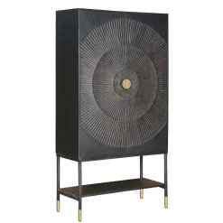 Wohnen 100x190x42 Schrank in Schwarz mit Messing - Alkatar