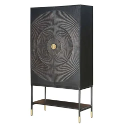 Wohnen 100x190x42 Schrank in Schwarz mit Messing - Alkatar