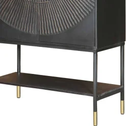 Wohnen 100x190x42 Schrank in Schwarz mit Messing - Alkatar