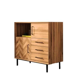 Wohnen 97x95x45 Schrank mit Fach & Schubladen & Türen - Kerfa