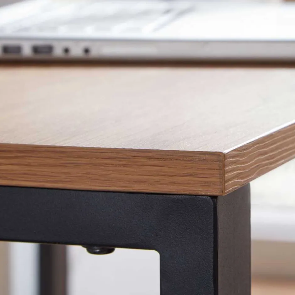 Wohnen 120x76x60 Schreibtisch in Eiche & Schwarz - Tiorondo