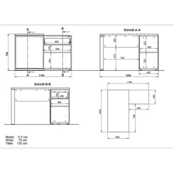 Wohnen 120x75x117 Schreibtisch mit Anbauregal - Situatica