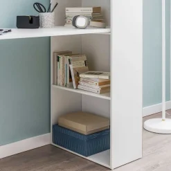 Wohnen 120x120x53 Schreibtisch Regal Kombi in Weiß - Ricana