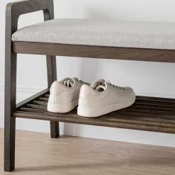 Wohnen 75x55x40 Schuhbank in Eiche Dunkelbraun - Cora