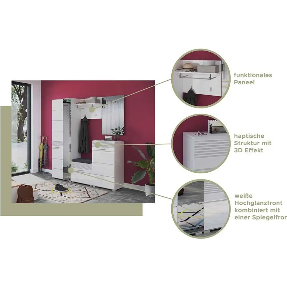 60x40x37 Schuhbank in Weiß Hochglanz - Sumatra^Wohnen Online