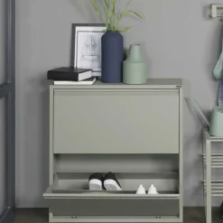 75x75x13 Schuhkipper aus Stahl in Graugrün - Laci^Wohnen New