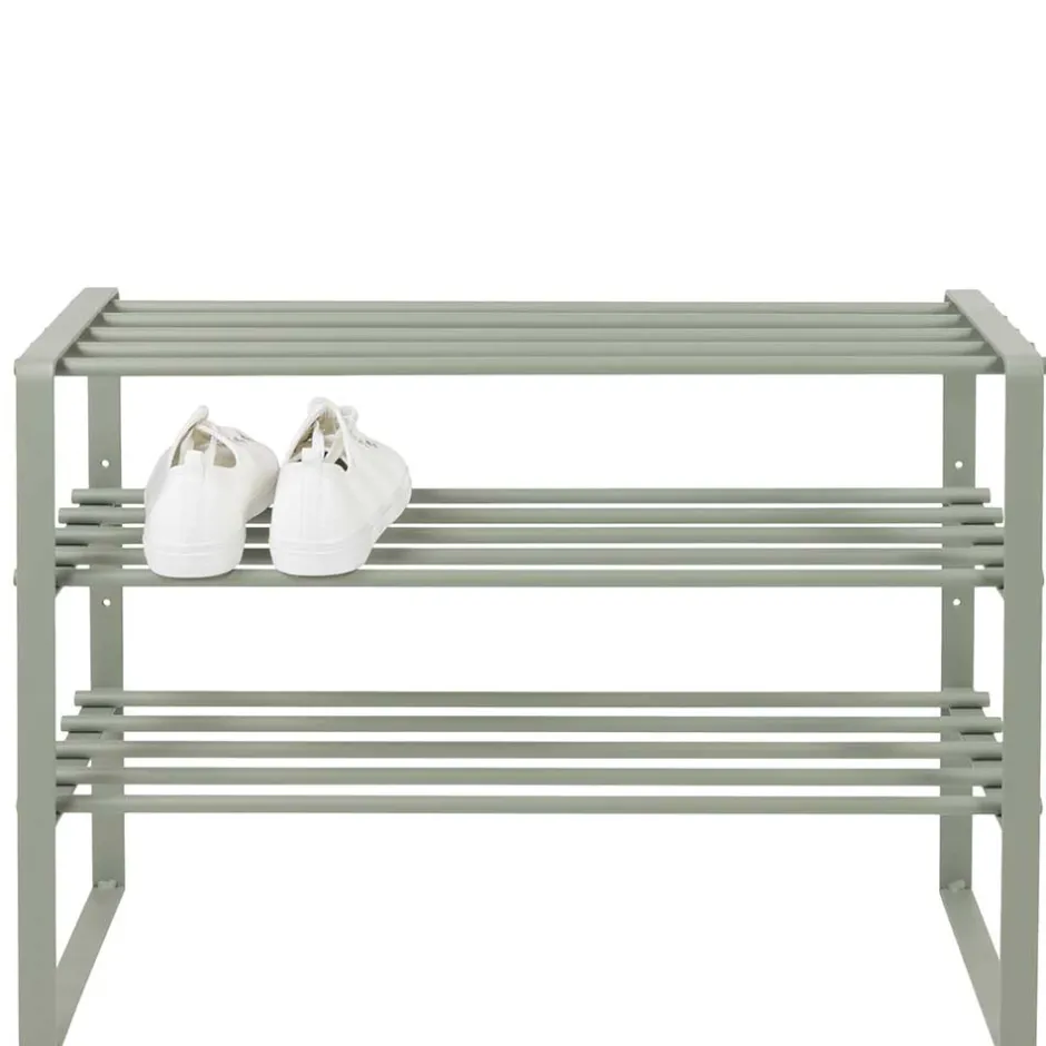 Wohnen 70x49x29 Schuhregal aus Stahl in Graugrün - Citro