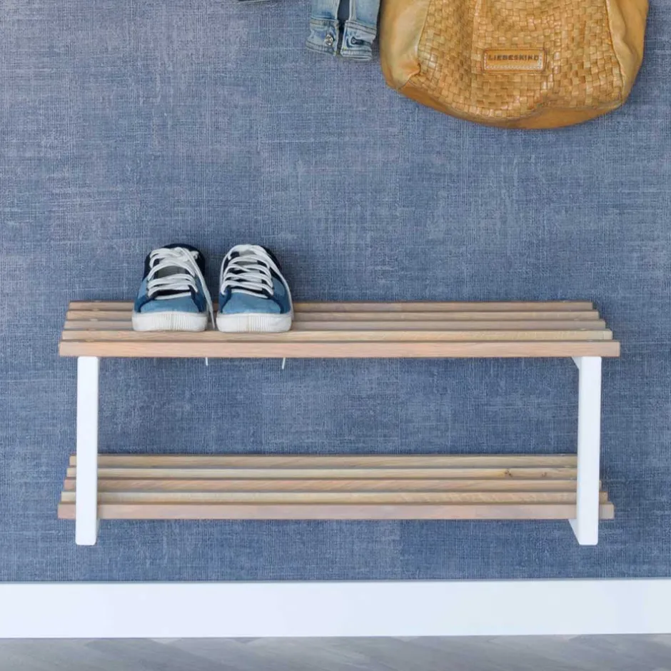 Wohnen 71x26x34 Schuhregal in Eiche & Weiß - Marcios