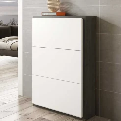 Wohnen 80x120x27 Schuhschrank in Weiß & Schwarzgrau - Burano