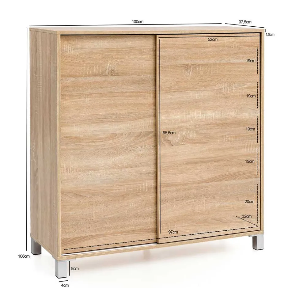 100x108x38 Schuhschrank mit Schiebetüren - Mavricara^Wohnen Online
