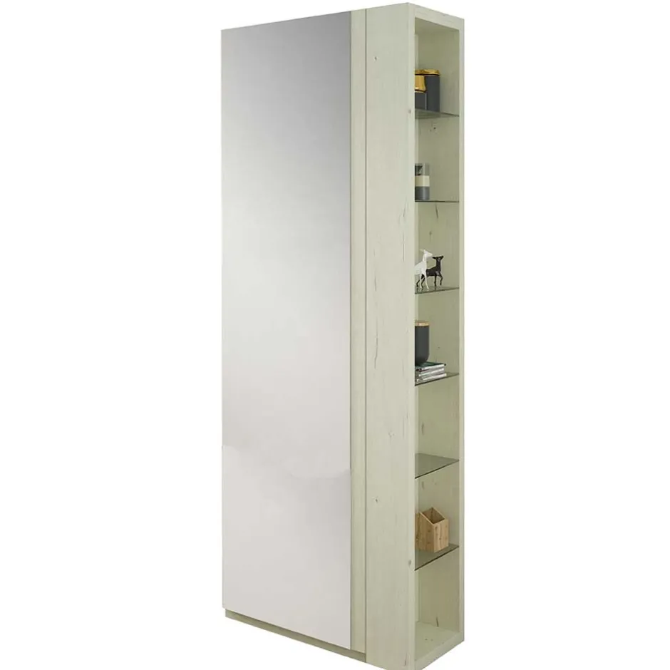 Wohnen 63x180x35 Schuhschrank mit Seitenregal & Spiegeltür - Bizkaia