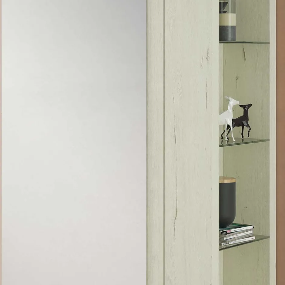 Wohnen 63x180x35 Schuhschrank mit Seitenregal & Spiegeltür - Bizkaia