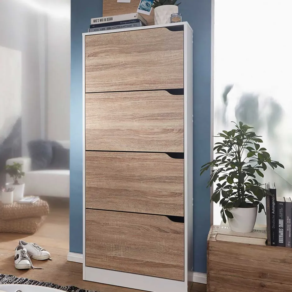 Wohnen 60x15x24 Schuhschrank mit vier Klippfächern - Melks