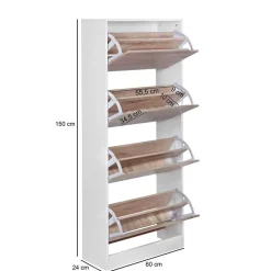 Wohnen 60x15x24 Schuhschrank mit vier Klippfächern - Melks