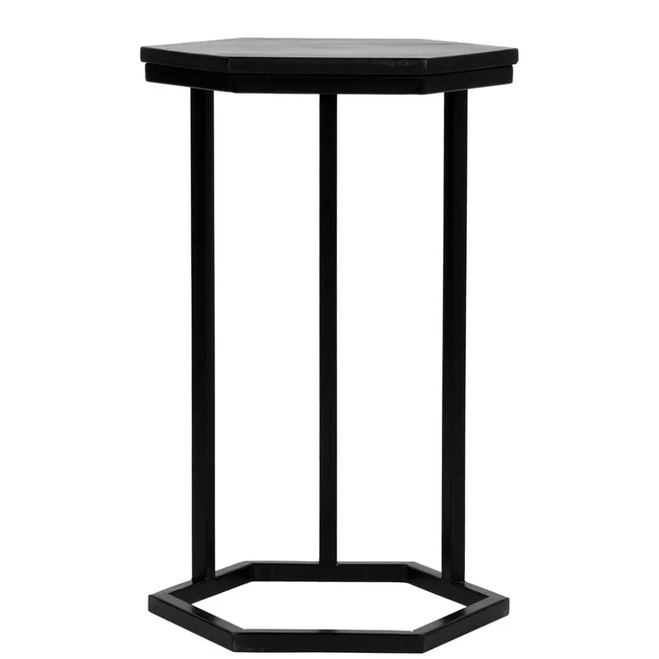 Wohnen 40x62x40 Sechseck Beistelltisch in Schwarz - Palium