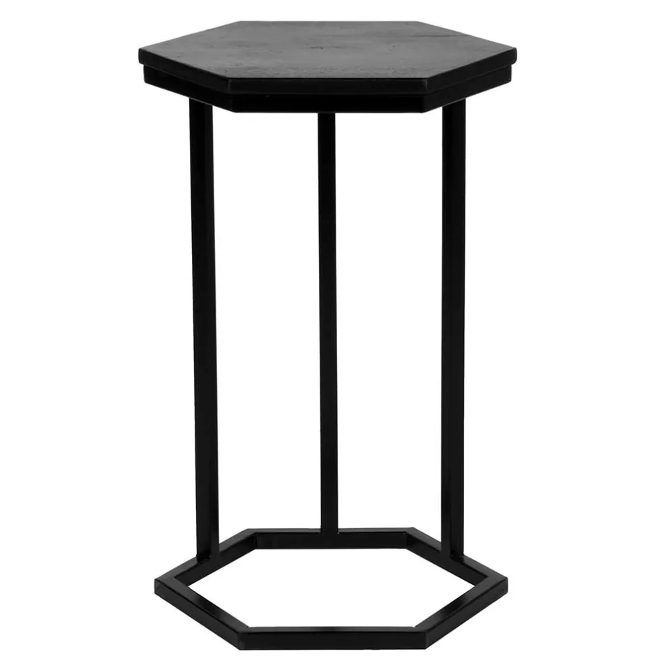 Wohnen 40x62x40 Sechseck Beistelltisch in Schwarz - Palium