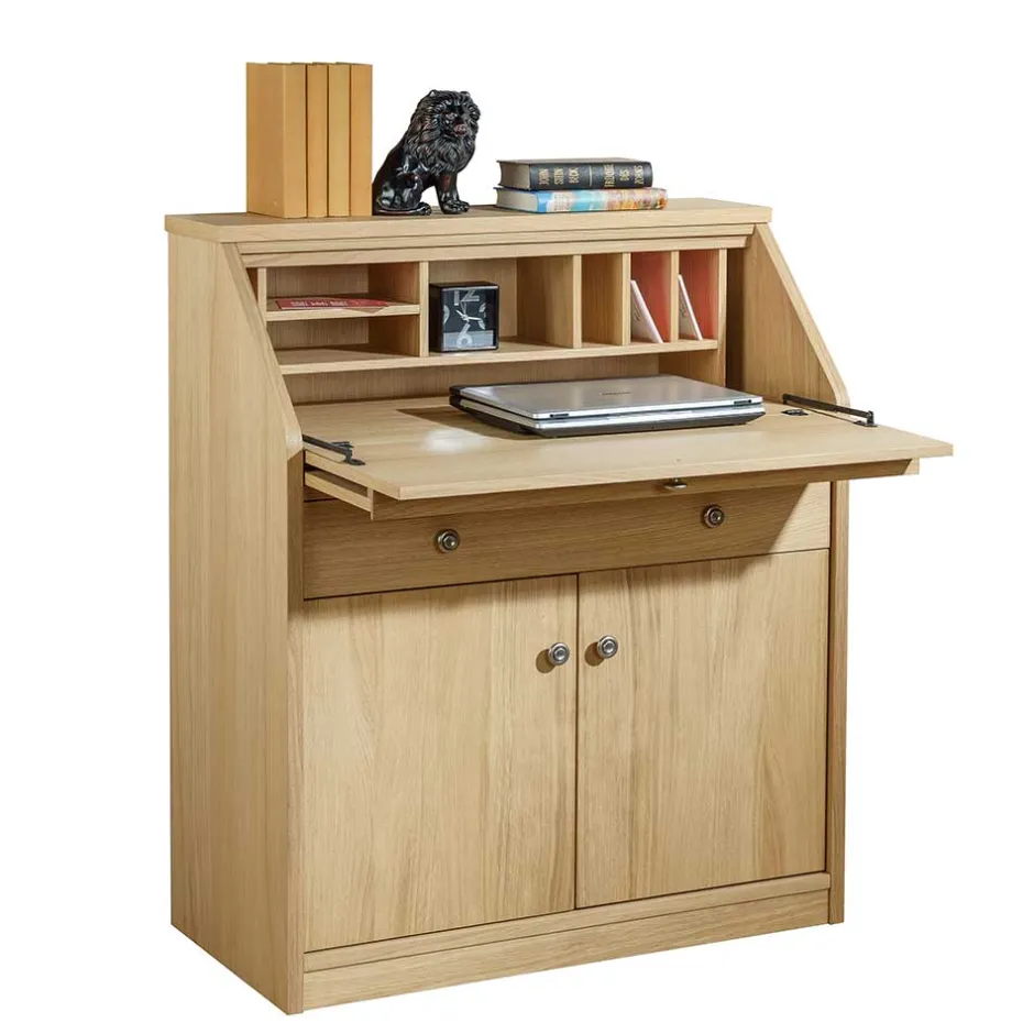 Wohnen 88x101x44 Sekretär mit Eiche Furnier - Bruce