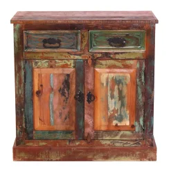 80x80x40 Shabby Chic Kommode in Braun Bunt - Jamaica^Wohnen Sale