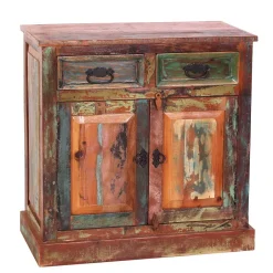 80x80x40 Shabby Chic Kommode in Braun Bunt - Jamaica^Wohnen Sale