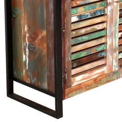 Wohnen 90x180x45 Shabby Chic Schrank mit 2 Lamellentüren - Vosbadus