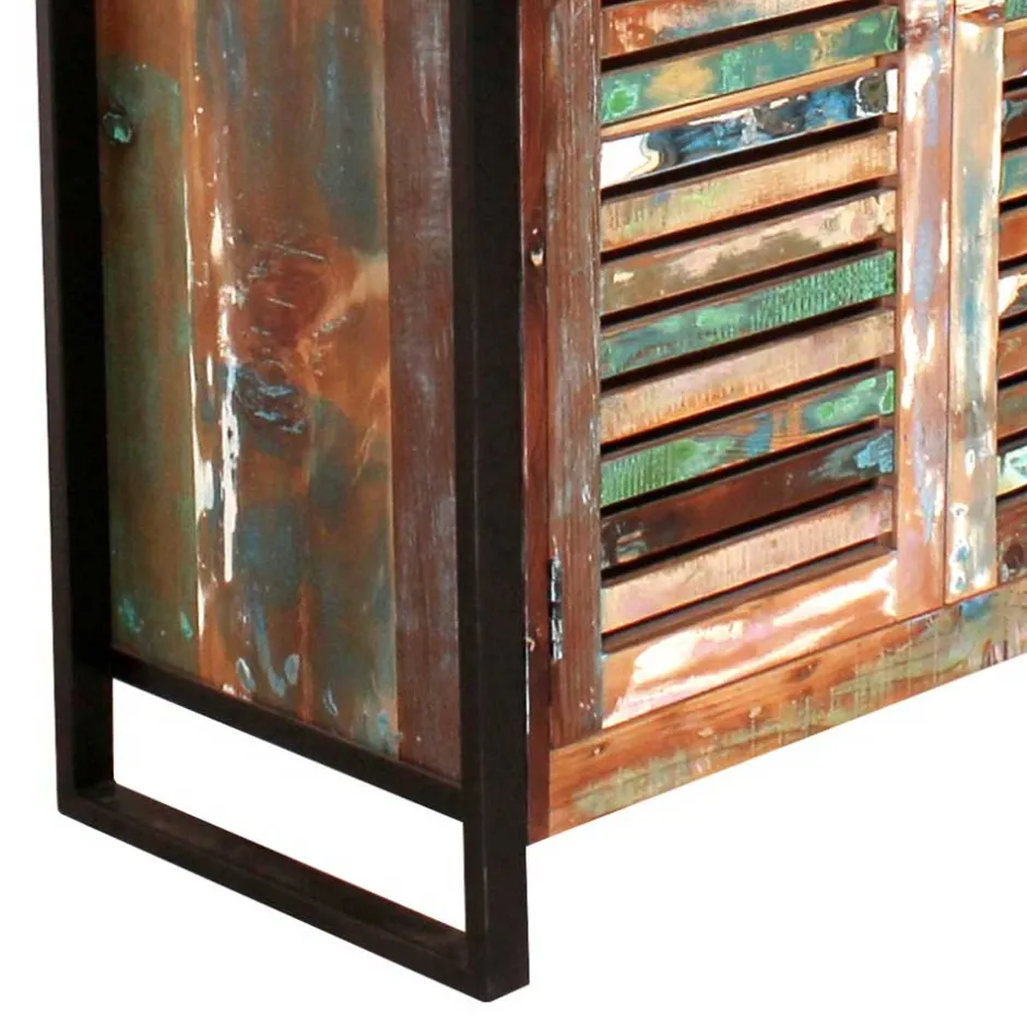 Wohnen 90x180x45 Shabby Chic Schrank mit 2 Lamellentüren - Vosbadus