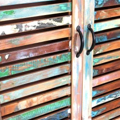 Wohnen 90x180x45 Shabby Chic Schrank mit 2 Lamellentüren - Vosbadus