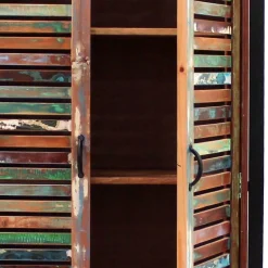 Wohnen 90x180x45 Shabby Chic Schrank mit 2 Lamellentüren - Vosbadus