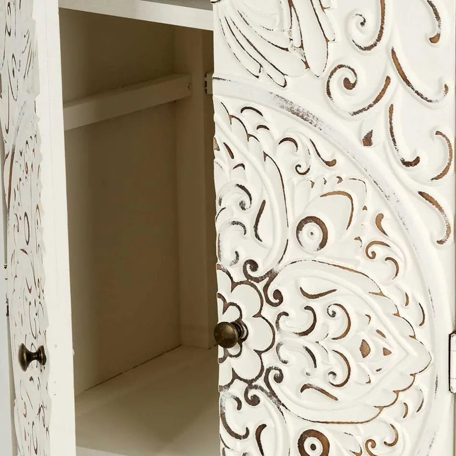 Wohnen 50x121x36 Shabby Chic Schrank mit Ornament Muster - Acacio