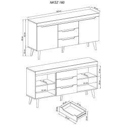 Wohnen 160x83x40 Sideboard im Skandi Chic modern - Olcian
