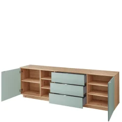240x77x44 Sideboard in Graugrün und Wildeiche - Yoan^Wohnen
