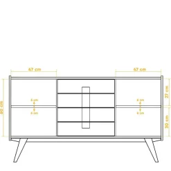 160x90x50 Sideboard in Nussbaumfarben lackiert - Nadelle^Wohnen Outlet