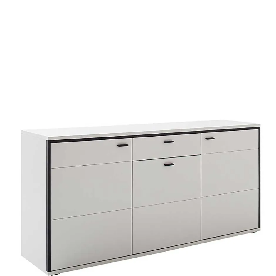 Wohnen 183x89x44 Sideboard in Weiß mit Schwarzgrau - Loazin