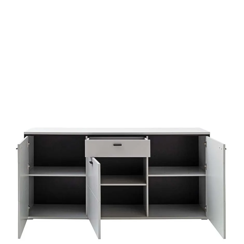 Wohnen 183x89x44 Sideboard in Weiß mit Schwarzgrau - Loazin