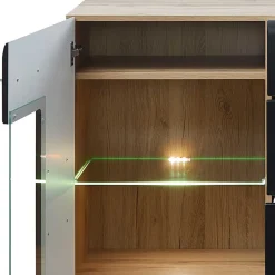 170x93x40 Sideboard mit Glas in Schwarz & Wildeiche - Kandu^Wohnen Hot
