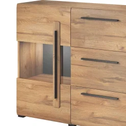 180x86x39 Sideboard mit Glaseinsätzen in Eiche NB - Aberdeen^Wohnen