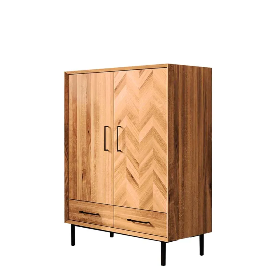 97x125x45 Skandi Highboard aus Wildeiche - Kerfa^Wohnen Discount