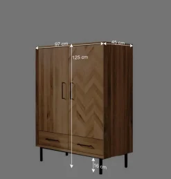 97x125x45 Skandi Highboard aus Wildeiche - Kerfa^Wohnen Discount